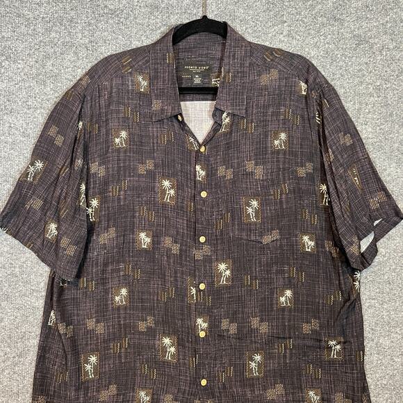 Pronto Uomo Shirt Mens XL Black Hawaiian Palm Tree Short Sleeve Button Down - Picture 4 of 10